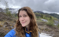 A woman in the mountains