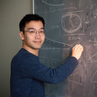 Shangqin Hao at chalkboard.