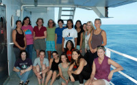 Janet Sprintall (fourth from left, standing) and female researchers aboard a 2007 cruise to the Bay of Bengal aboard R/V Roger Revelle