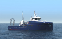 Proposed conceptual rendering of the new California coastal research vessel.