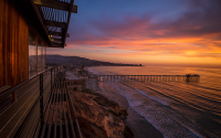 Scripps Pier and campus at sunset