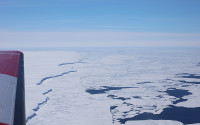 An aerial view of the Denman Glacier ice tongue in East Antarctica
