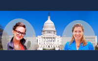 Compilation image of two women and the US Capitol