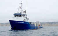 A research vessel near the coast