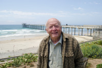 Andrew Benson in front of Scripps Pier.