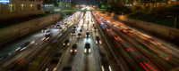 Downtown Los Angeles traffic at night. Photo: Neil Kremer
