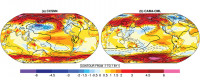Simulations of surface temperature anomalies. Image: Nature Geoscience