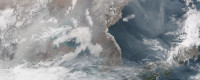 Pollution from China over Japan, Feb. 25, 2014. NASA Earth Observatory image by Jesse Allen