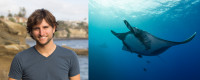 Joshua Stewart and a giant manta ray.