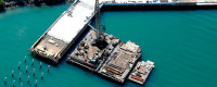 Aeria photo of new MarFac Pier under construction.