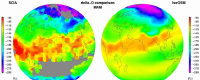Amounts of heavy water isotopes indicate overall water vapor distribution patterns throughout the atmosphere.