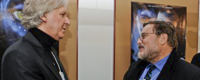 Tony Haymet meets film director James Cameron at an event hosted by News Corporation in Davos. Image: News Corporation
