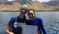 COP23 delegates Maya deVries (right) with Emily Kelly in Maui, Hawaii as part of the 100 Island Challenge. August 2017