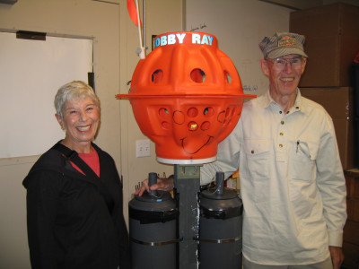 Cecelia and Robert Hessler with "Bobby Ray," the deep-ocean vehicle named in Robert Hessler's honor in 2006