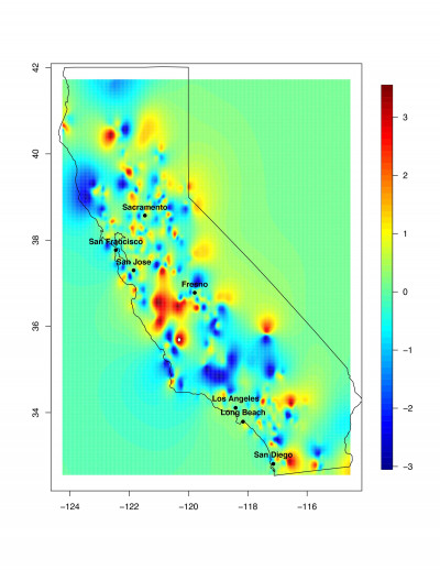 Map of California areas more vulnerable to combined effects of excessive heat and ozone levels