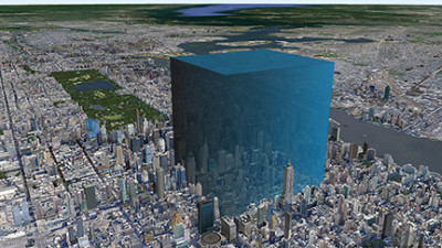 Visualization of 600-750 million cubic meters of water lost to the ocean 