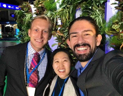 Scripps Oceanography's Chase James (left), Astrid Hsu, and Martin Silva attended COP26
