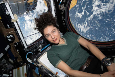 Jessica Meir in the cupola.