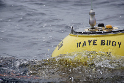 Close-up view of a CDIP buoy in the ocean