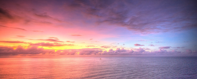 Sunset over Pacific Ocean near Fiji