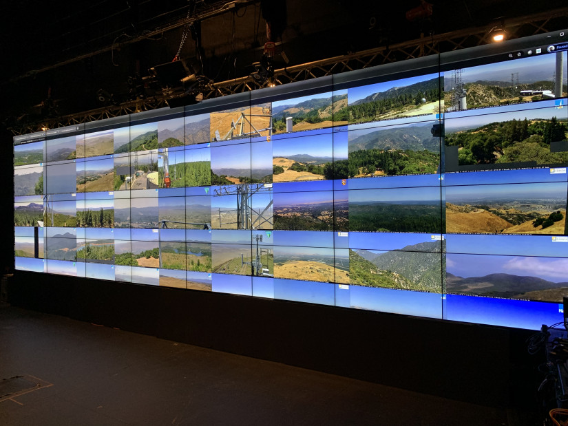 A video wall displaying the ALERTWildfire camera views in San Diego