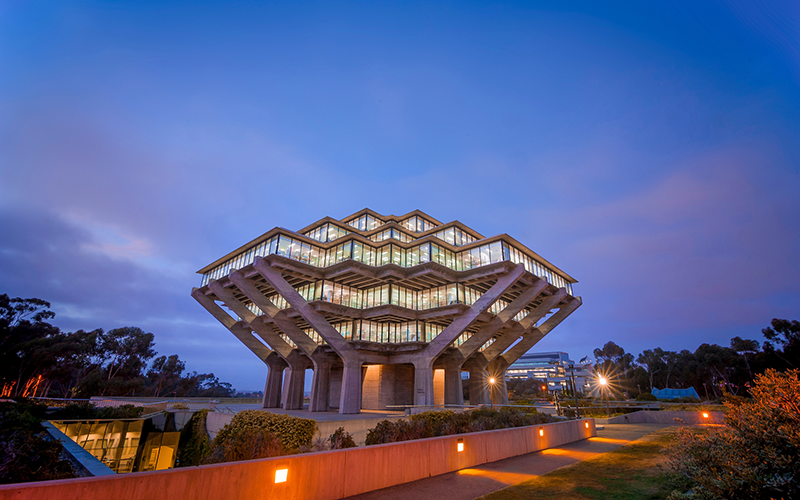 Geisel Library at sunset