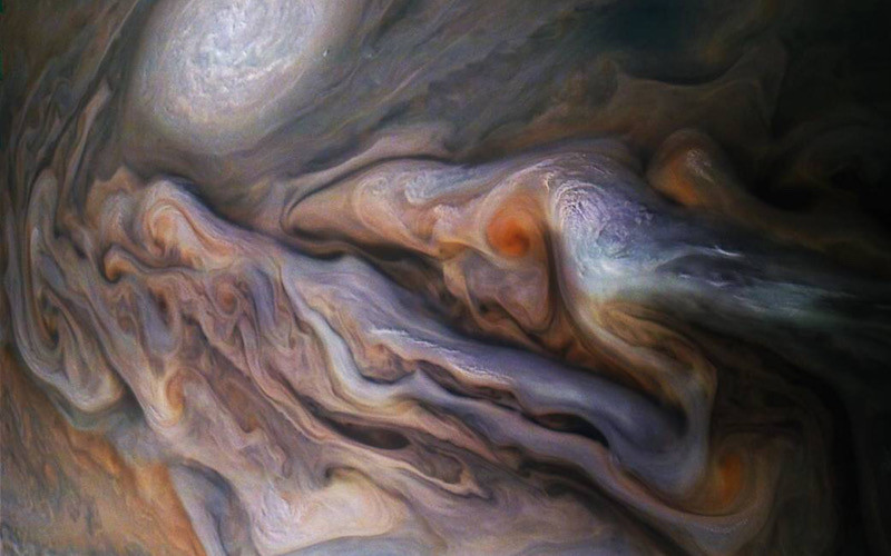 Jupiter's swirling clouds
