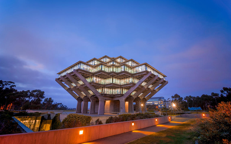 Geisel library at sunset