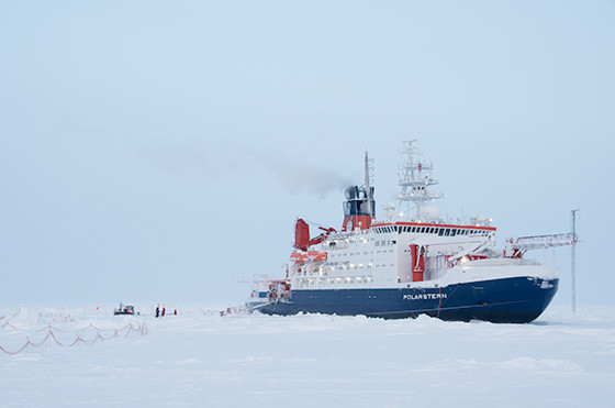 An icebreaker in the ocean