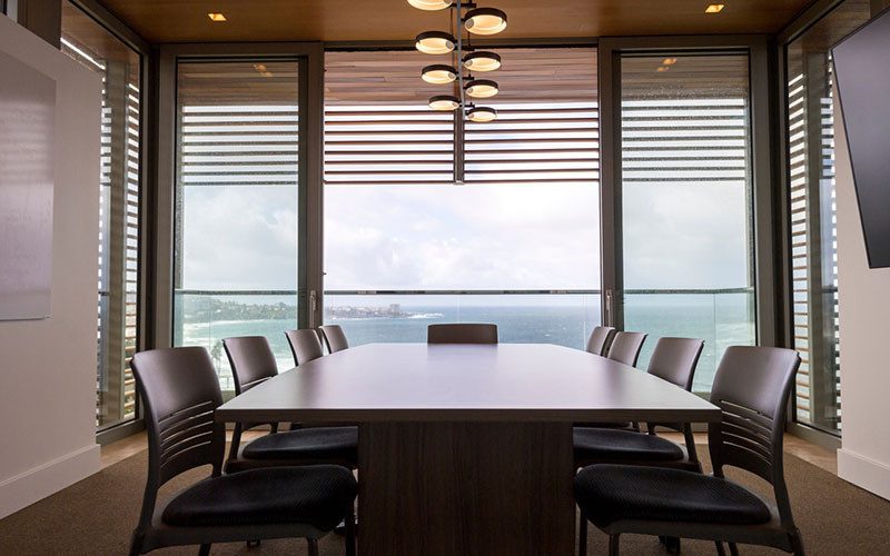 A conference room in the revitalized Ted and Jean Scripps Marine Conservation and Technology Facility.