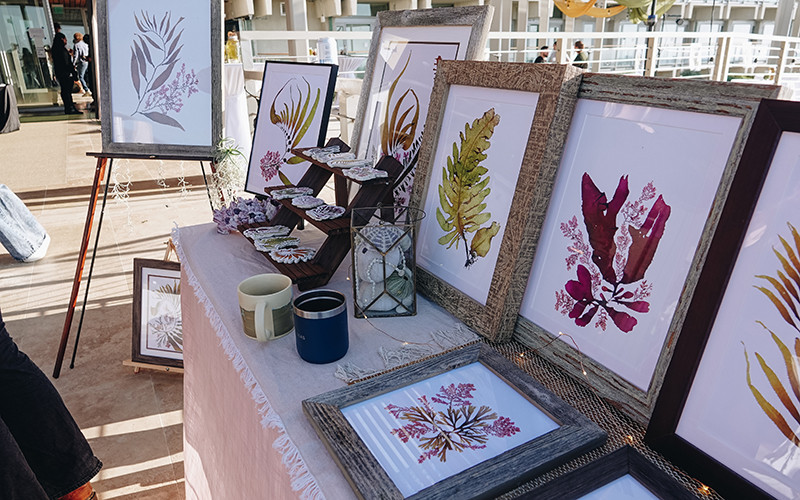 The art showcase included seaweed art by Jennifer Smith. <a href="https://www.holdfastbotanical.com/">Holdfast Botanical</a> is a curated collection of her scientific seaweed herbaria pressings transmuted into framed fine art prints. Photo: Kelly Tseng